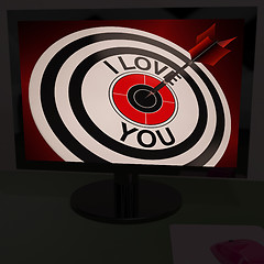 Image showing I Love You On Dartboard Shows Valentines Day