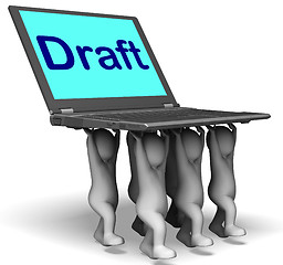 Image showing Draft Characters Laptop Show Outline Document Or Letter Online