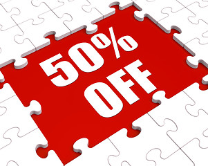 Image showing Fifty Percent Off Puzzle Means Reduced Discount Or Sale 50%