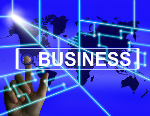 Image showing Business Screen Represents International Commerce or Internet Co