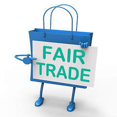 Image showing Fair Trade Bag Represents Equal Deals and Exchange