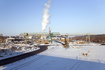 Image showing timber mill. winter season