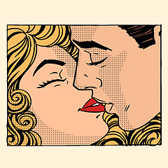 Image showing Retro kiss man and woman love couple