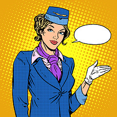 Image showing Stewardess airline invites you to Board