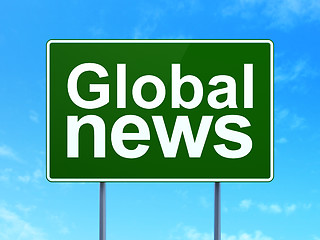 Image showing News concept: Global News on road sign background