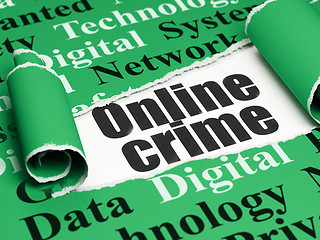 Image showing Security concept: black text Online Crime under the piece of  torn paper