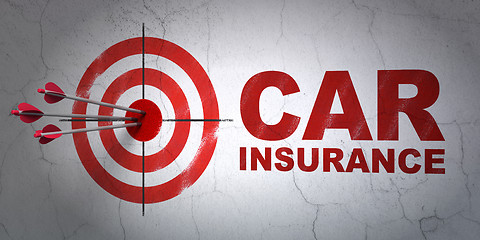 Image showing Insurance concept: target and Car Insurance on wall background