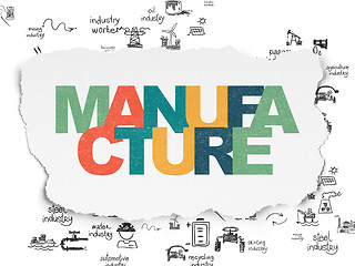 Image showing Manufacuring concept: Manufacture on Torn Paper background