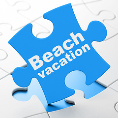 Image showing Vacation concept: Beach Vacation on puzzle background