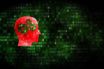 Image showing Information concept: Head With Gears on digital background