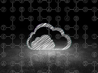 Image showing Cloud technology concept: Cloud in grunge dark room