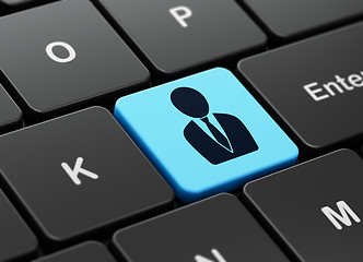 Image showing Law concept: Business Man on computer keyboard background