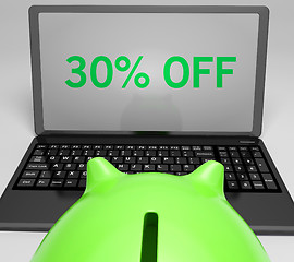 Image showing Thirty Percent Off On Notebook Showing Reductions