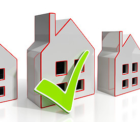 Image showing Home Icons With Tick Shows House For Sale