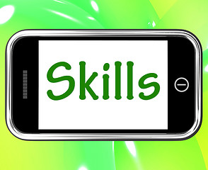 Image showing Skills Smartphone Shows Training And Learning On Web