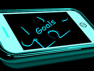 Image showing Goals Smartphone Shows Aims Objectives And Targets