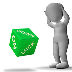 Image showing Down On Luck Dice Means Failure And Losing