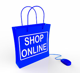 Image showing Shop Online Bag Shows Internet Shopping and Buying