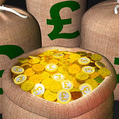 Image showing Bag Of Coins Showing British Prosperity