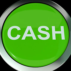 Image showing Cash Button Shows Money Savings And Incomes