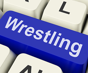 Image showing Wrestling Key Shows Wrestler Fighting Or Grappling Online