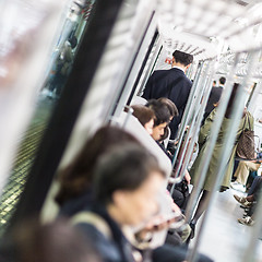 Image showing Passengers traveling by Tokyo metro.