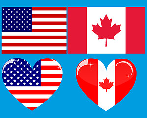 Image showing two flags and two hearts