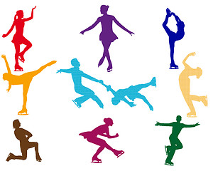 Image showing varicoloured figure skaters