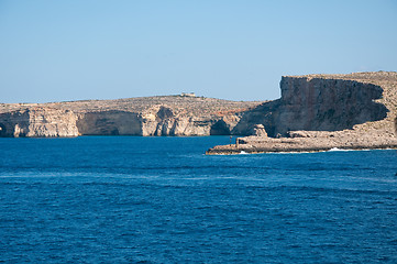 Image showing Coast of the island of Gozo, Malta by ferry