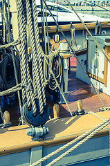 Image showing Blocks and tackles of a sailing vessel