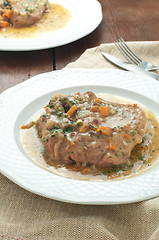 Image showing 
marrowbone, veal cut used in Italian cooking with yellow risott