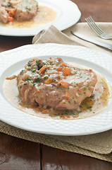 Image showing 
marrowbone, veal cut used in Italian cooking with yellow risott