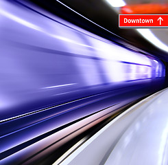 Image showing train with motion blur moves in subway