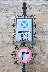 Image showing Road sign indicating the prohibited parking