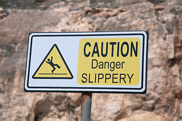 Image showing 
Sign indicating attention danger of slipping