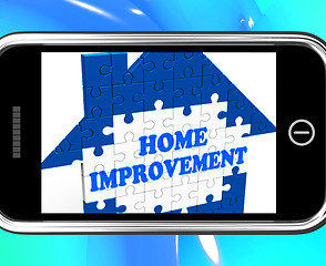 Image showing Home Improvement On Smartphone Shows Hiring Contractor