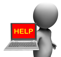 Image showing Help On Laptop Shows Helping Customer Service Help Desk Or Suppo