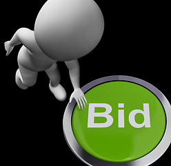 Image showing Bid Button Shows Auction Buying And Selling