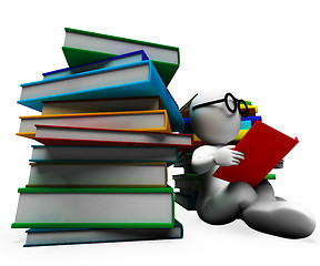 Image showing Student Reading Books Showing Learning