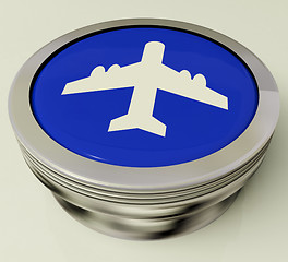 Image showing Plane Button Means Travel Or Vacation