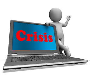 Image showing Crisis Laptop Means Calamity Troubles Or Critical Situation