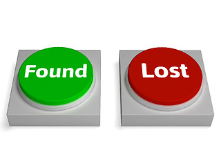 Image showing Lost Found Buttons Shows Hidden Or Discovery