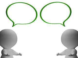 Image showing Speech Bubbles And 3d Characters Showing Discussion And Gossip