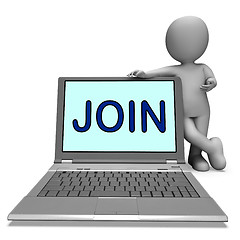 Image showing Join On Laptop Shows Enlist Membership Or Volunteer Online