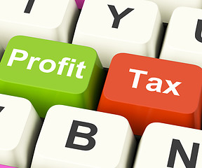 Image showing Profit Tax Keys Show Paying Company Taxes