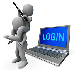 Image showing Login Characters Laptop Shows Username Signing In Or Enter