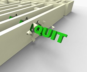 Image showing Quit Word Shows Giving Up Or Resigning