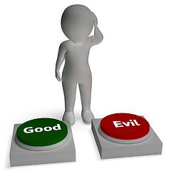 Image showing Good Evil Buttons Shows Morals