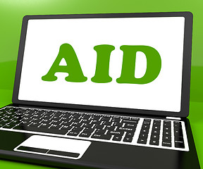 Image showing Aid On Laptop Shows Assisting Aiding Help Or Relief