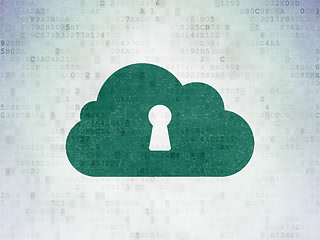 Image showing Cloud networking concept: Cloud With Keyhole on Digital Paper background